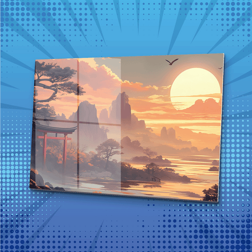 Japanese Sunset Metal Poster