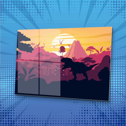 Jurassic Sunset Metal Poster