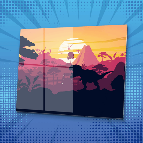 Jurassic Sunset Metal Poster