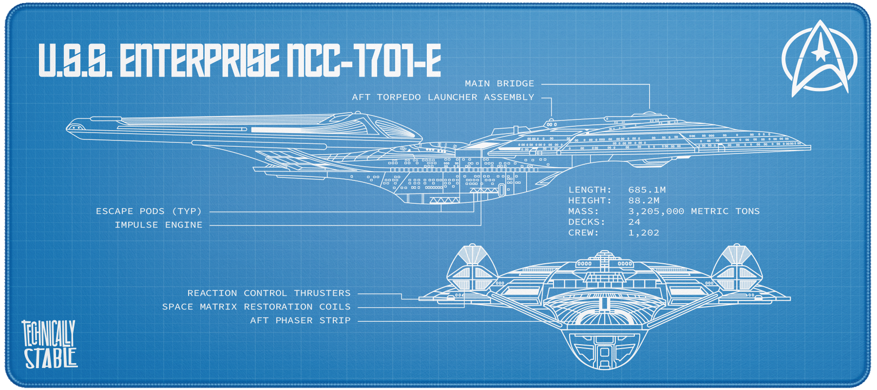 Starship Class E Blueprint – Technically Stable